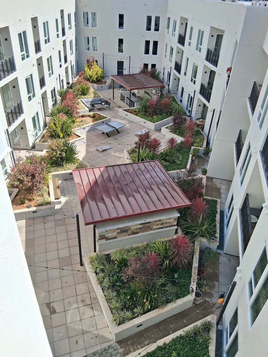 Aerial view of the courtyard and canopy from above